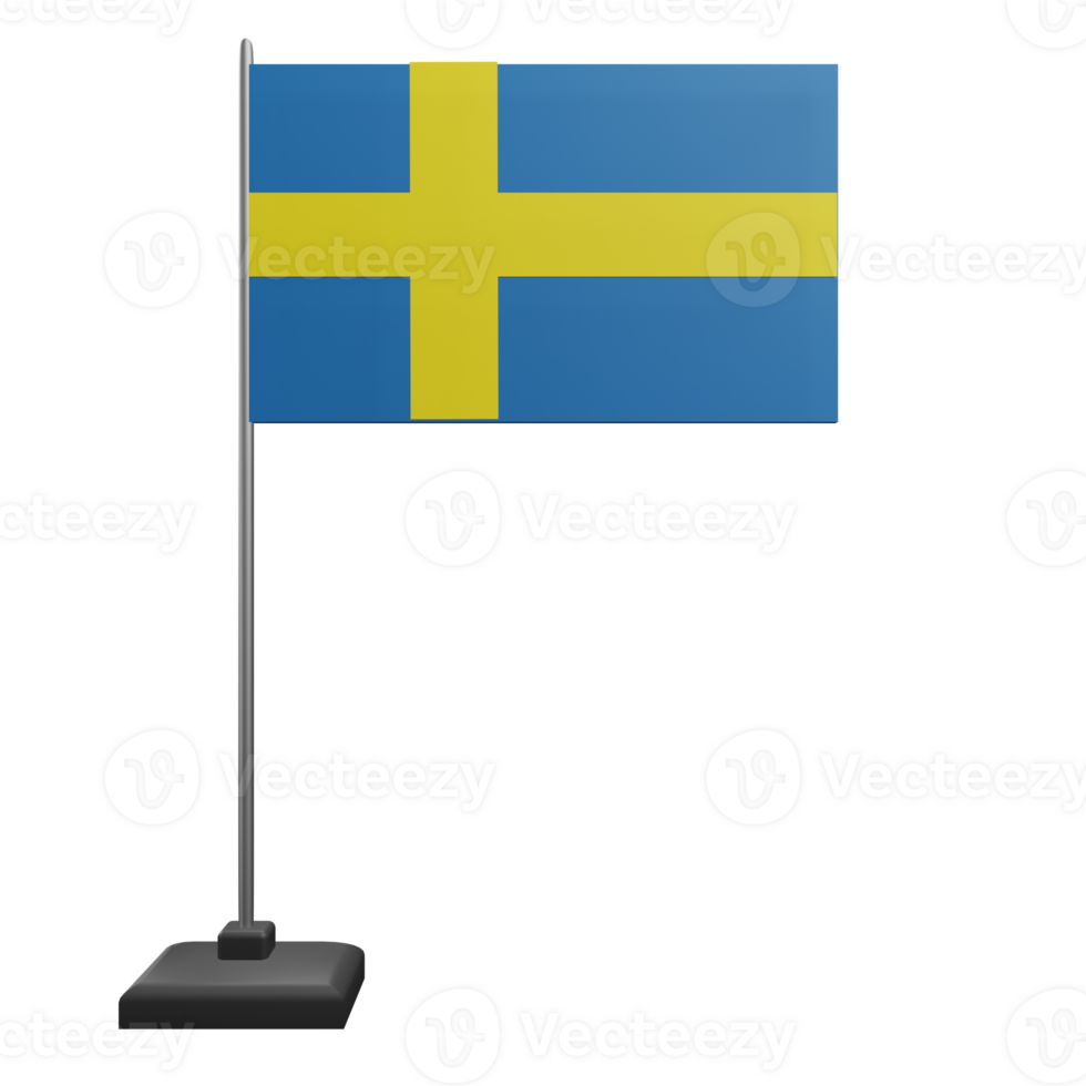 3 D illustration Sweden Flag icon png