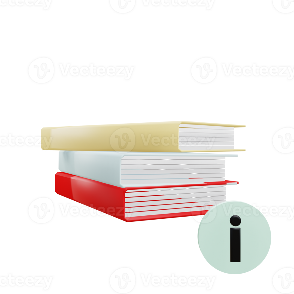 3 D illustration of book information icon png