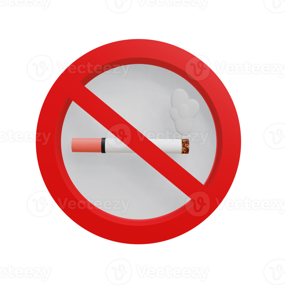 3 D illustration of no smoking icon png