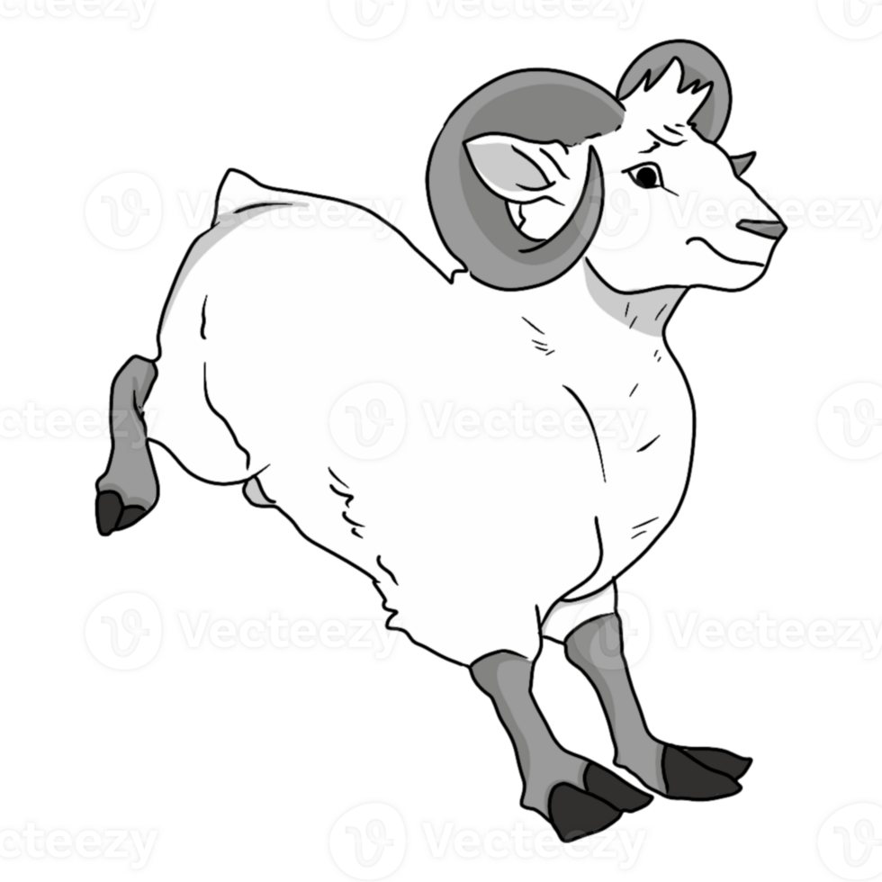 Cute goat horned illustration png