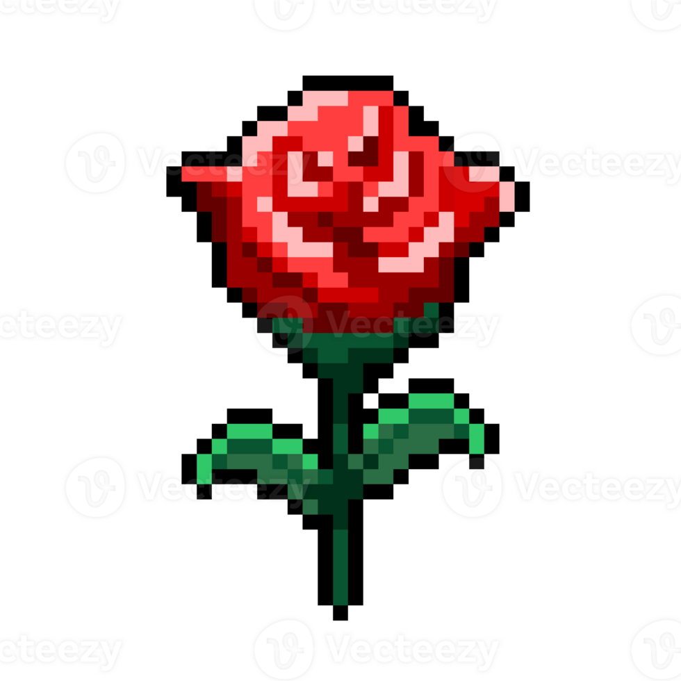 red rose pixelate png