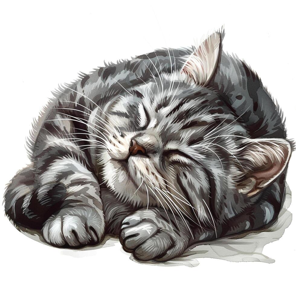 un dibujo de un gato dormido foto