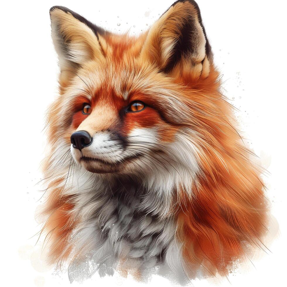 a painting of a red fox on a white background photo
