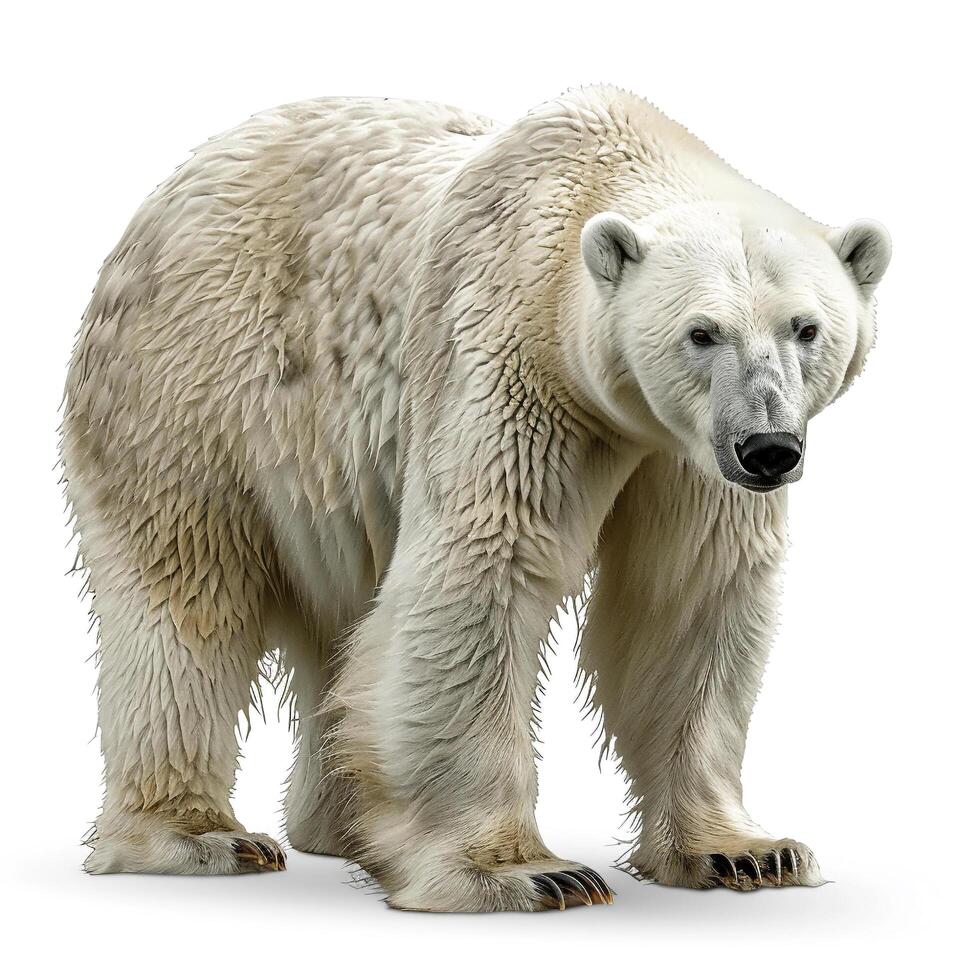a polar bear standing on a white background photo