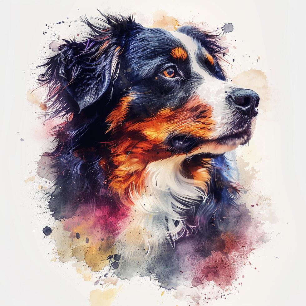 a dog is shown in watercolor on a white background photo