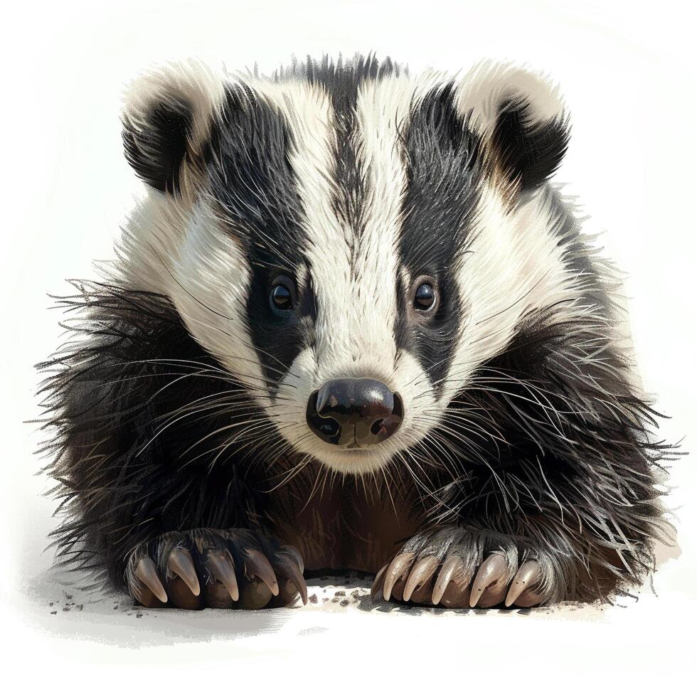 a painting of a badger sitting down photo