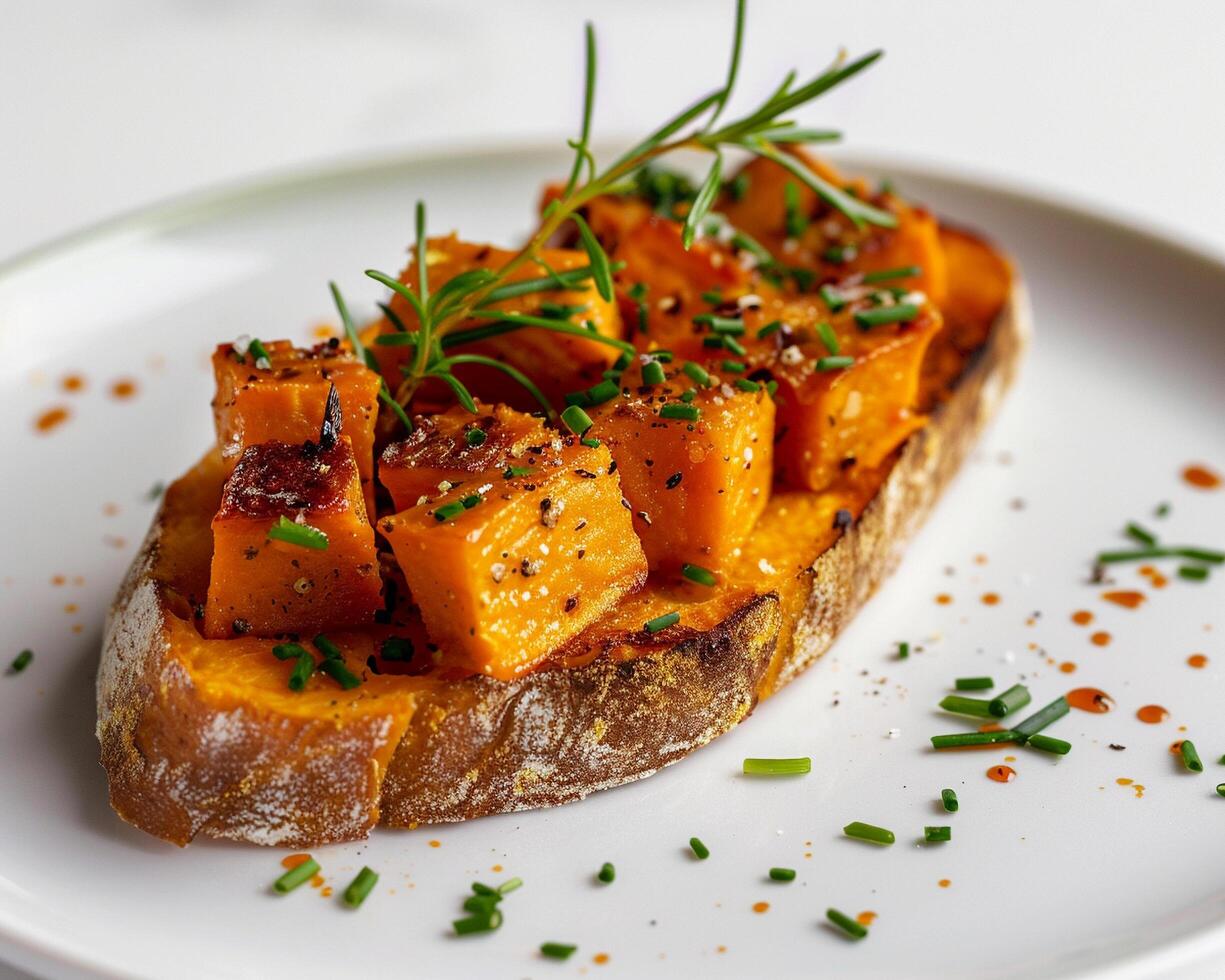 a plate with a piece of food on it photo