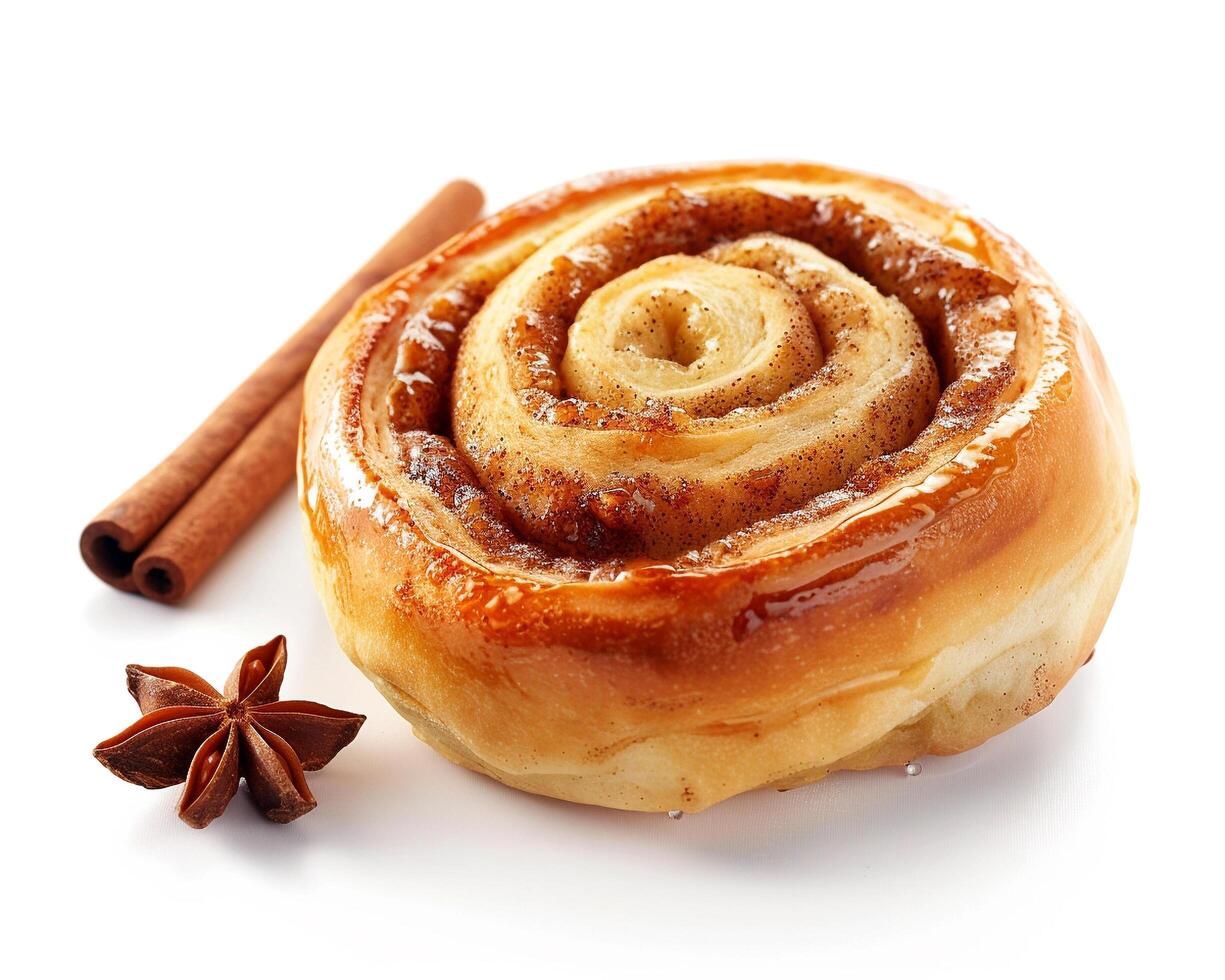 a cinnamon roll with cinnamon and star anise photo