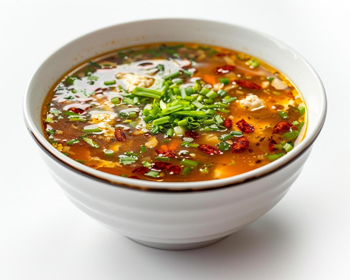 a bowl of soup with meat and vegetables photo
