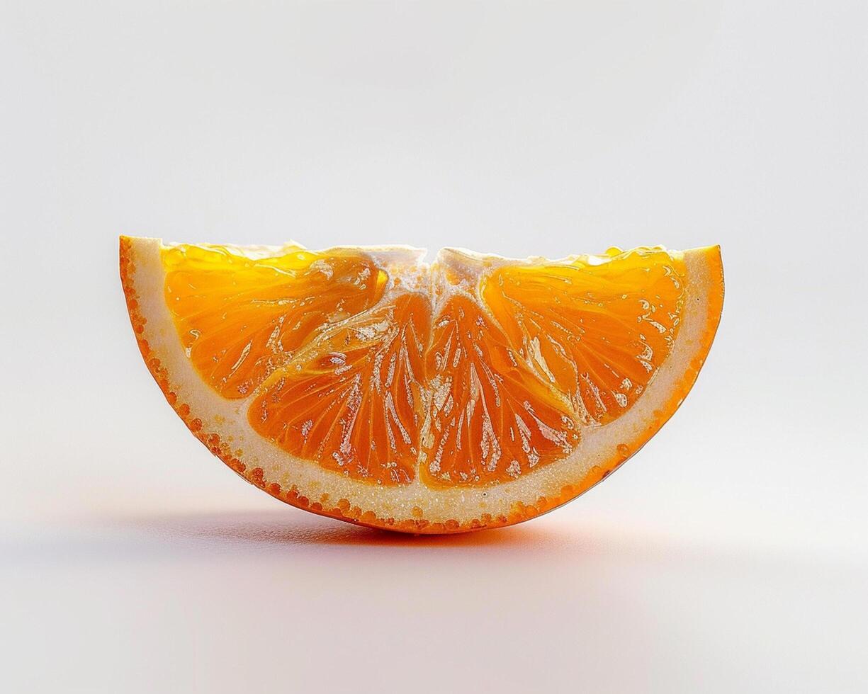a slice of orange on a white background photo