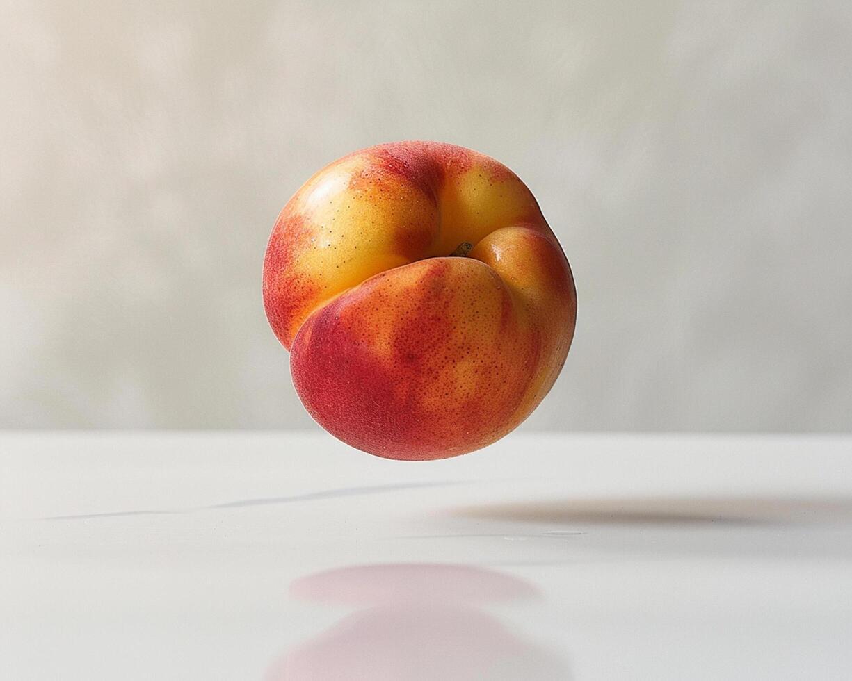 a peach is floating in the air photo