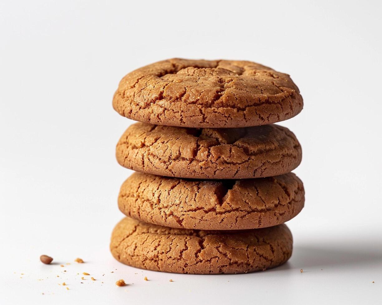 a stack of cookies on a white background photo