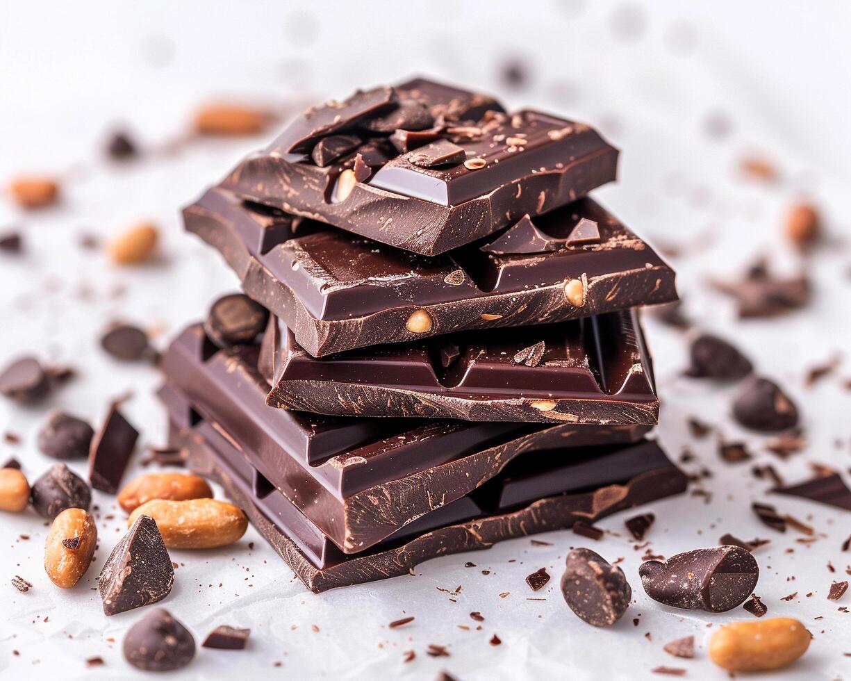 chocolate and nuts on a white background photo