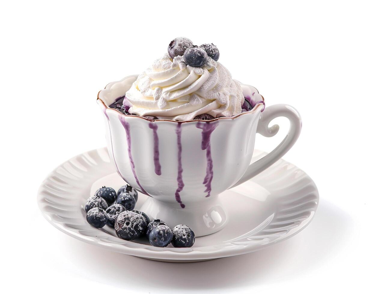 a cup of blueberry pudding photo