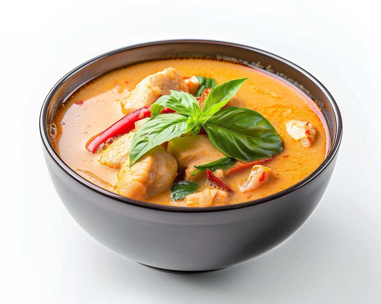 Thai chicken curry in a bowl photo