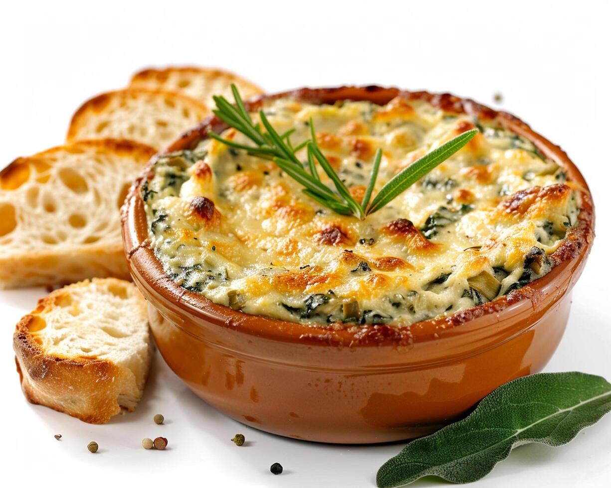 spinach and cheese dip with bread photo