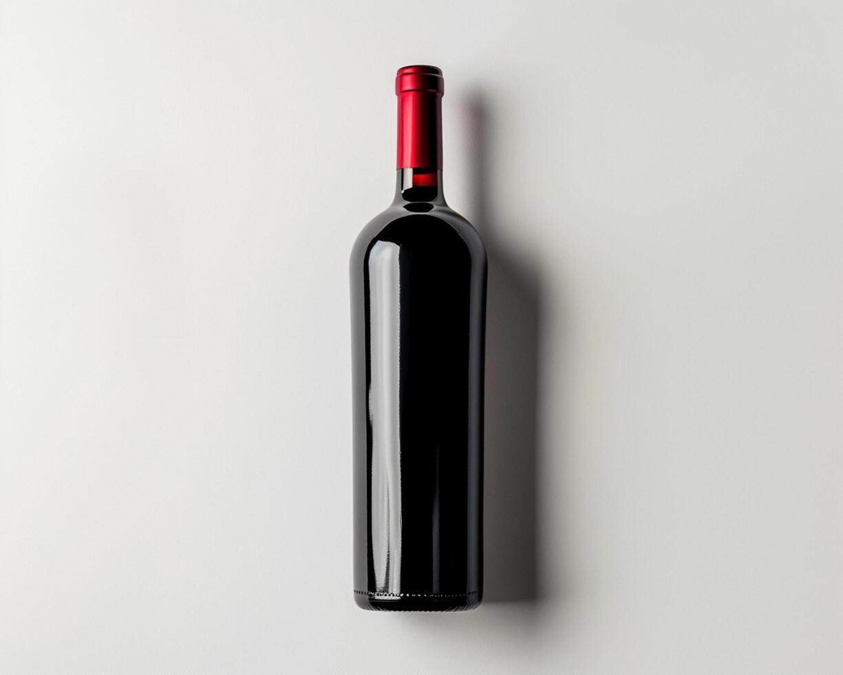 a bottle of red wine on a white background photo