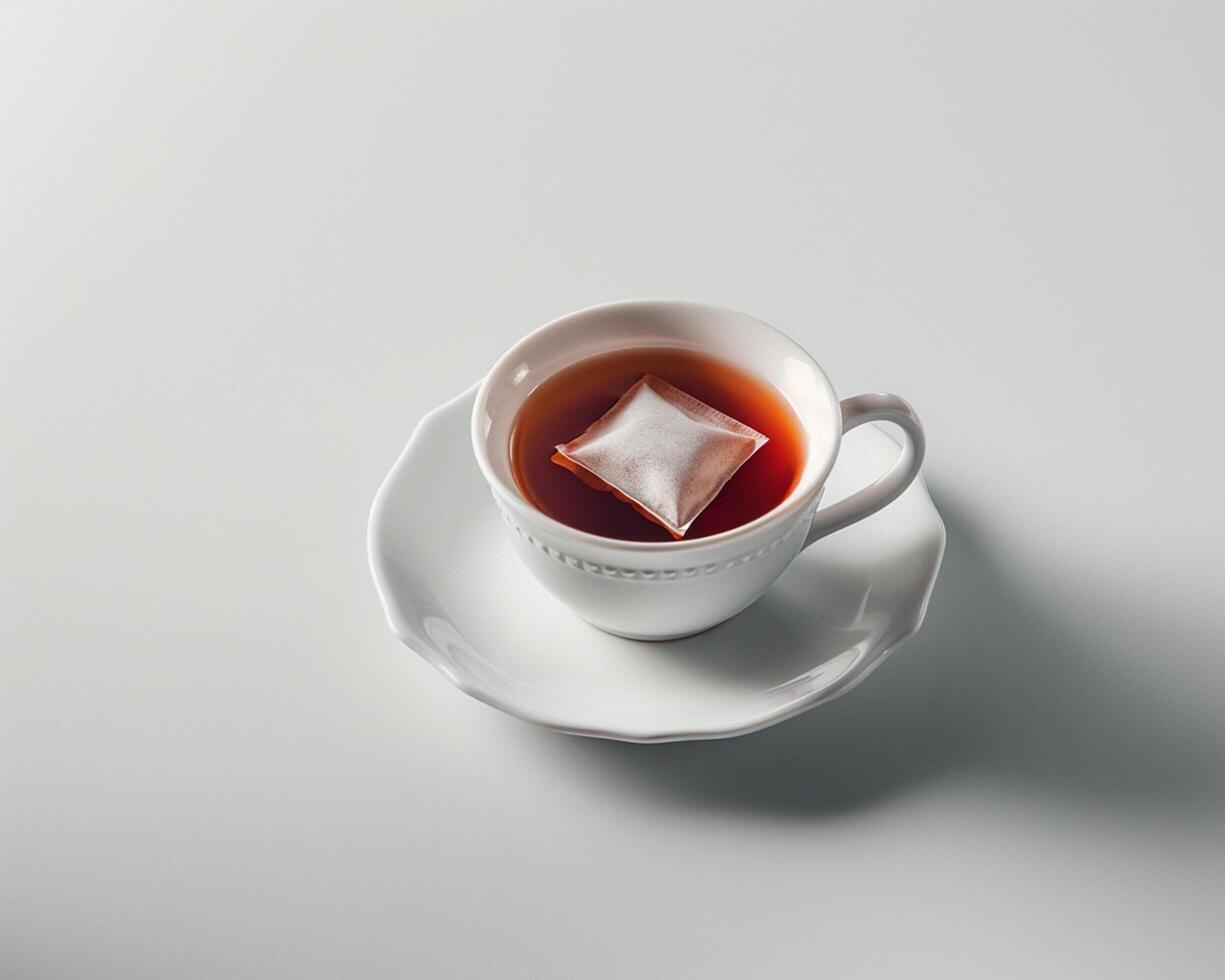 a cup of tea with ice cubes in it photo
