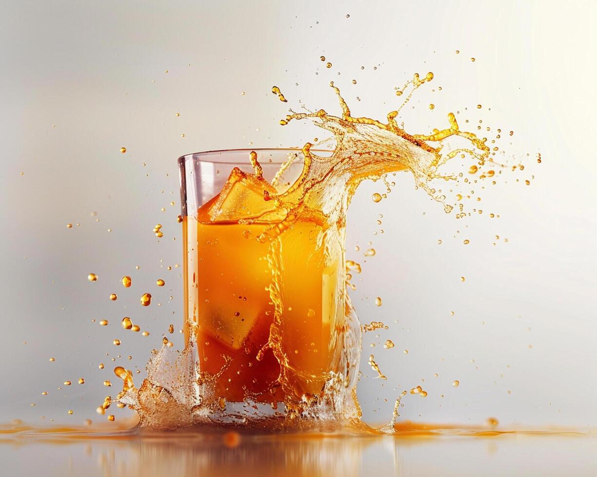 orange juice splash with splash of water photo