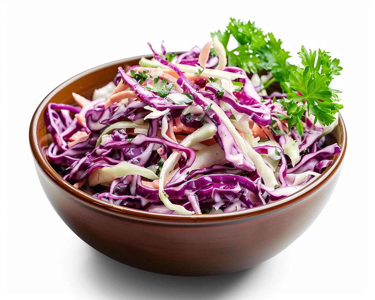 a bowl of red cabbage salad with parsley photo