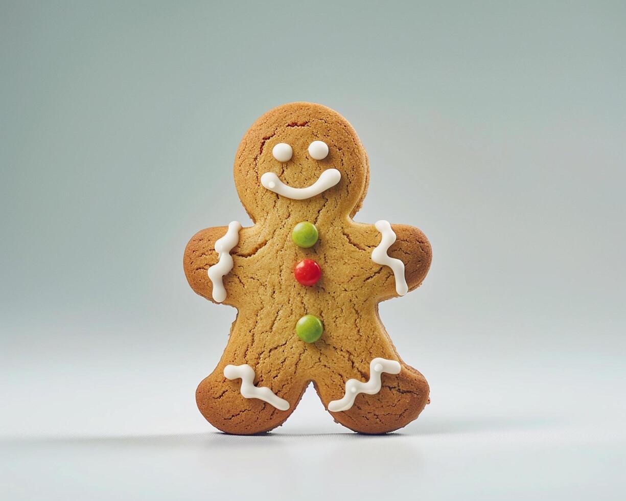 a gingerbread man is shown on a white background photo
