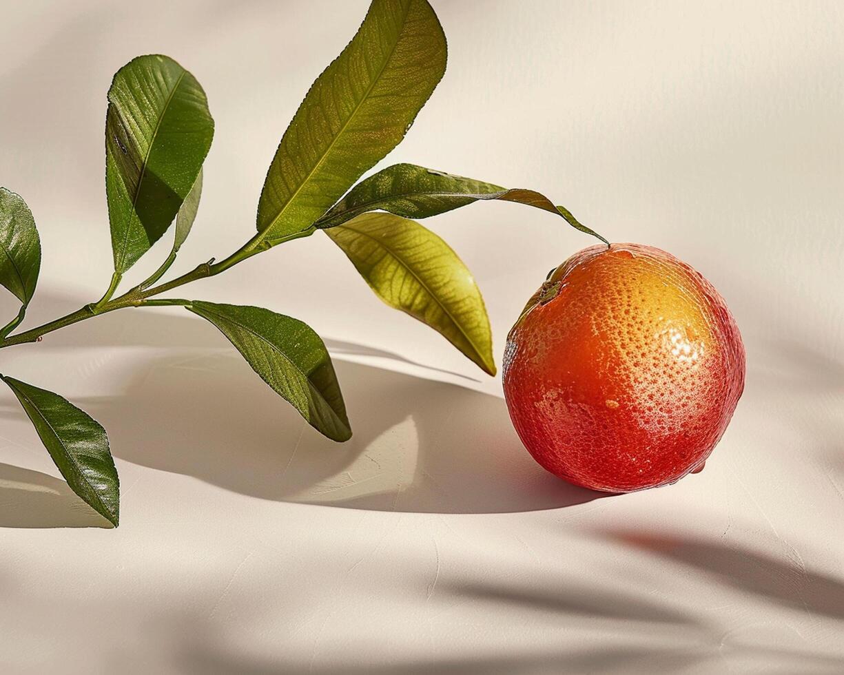 a single orange on a white surface photo