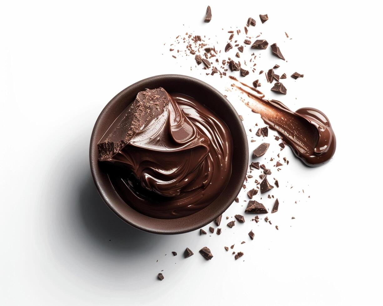 chocolate sauce in a bowl on a white background photo
