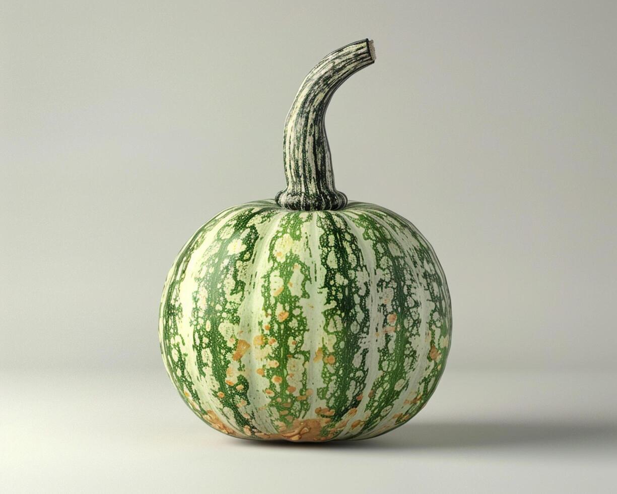 a green and white squash with a green stem photo