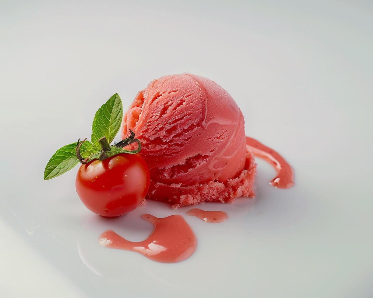 a scoop of ice cream with a cherry on top photo
