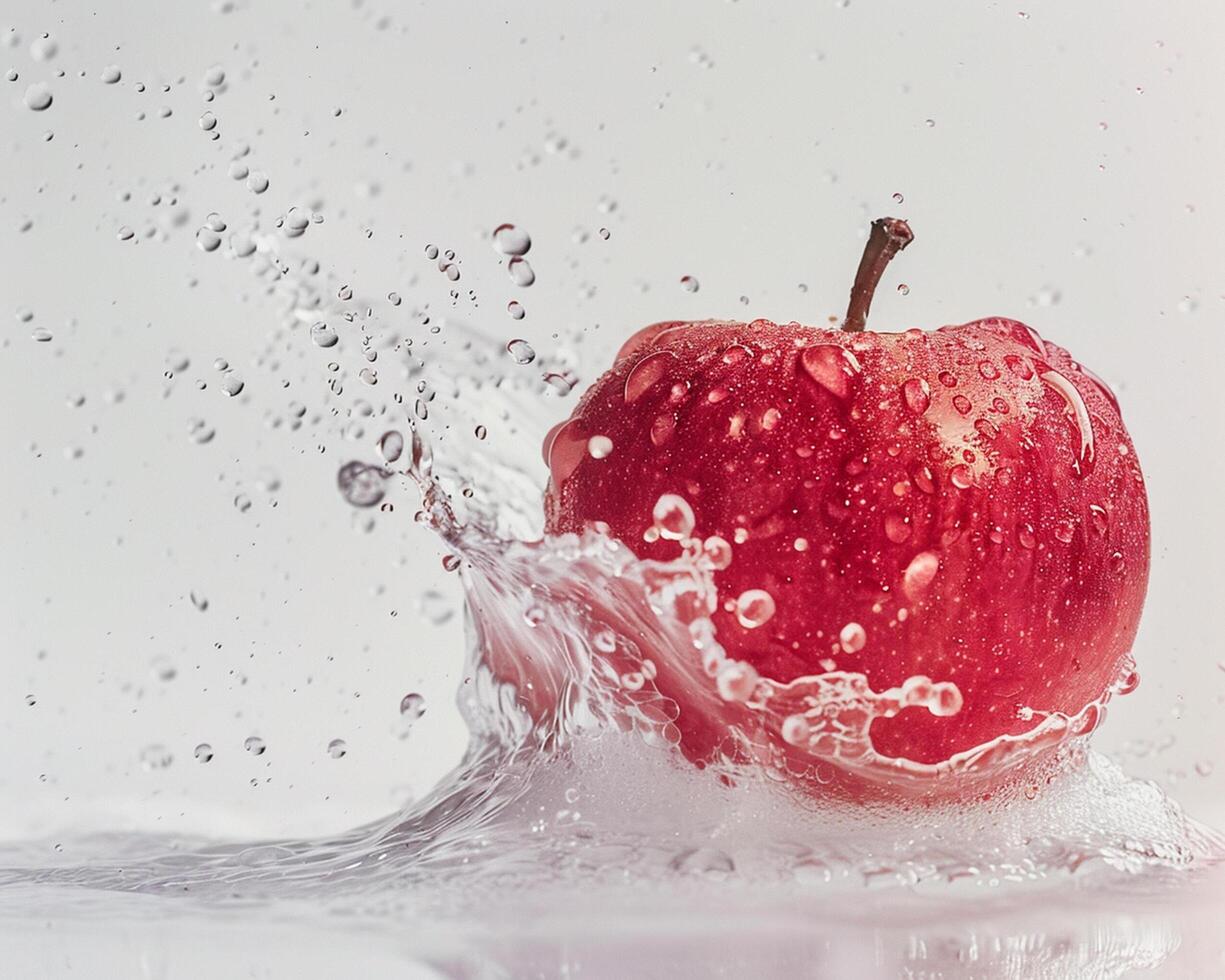 an apple is being splashed with water photo