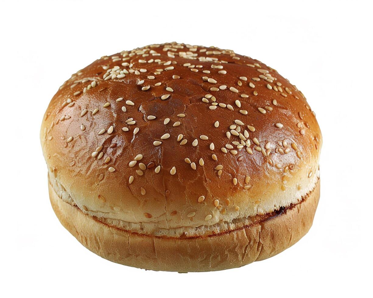 a hamburger with sesame seeds on top photo