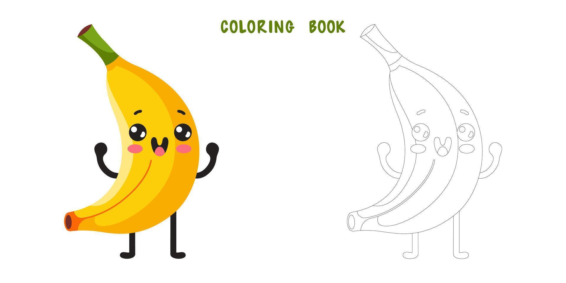 Coloring book of banana vector