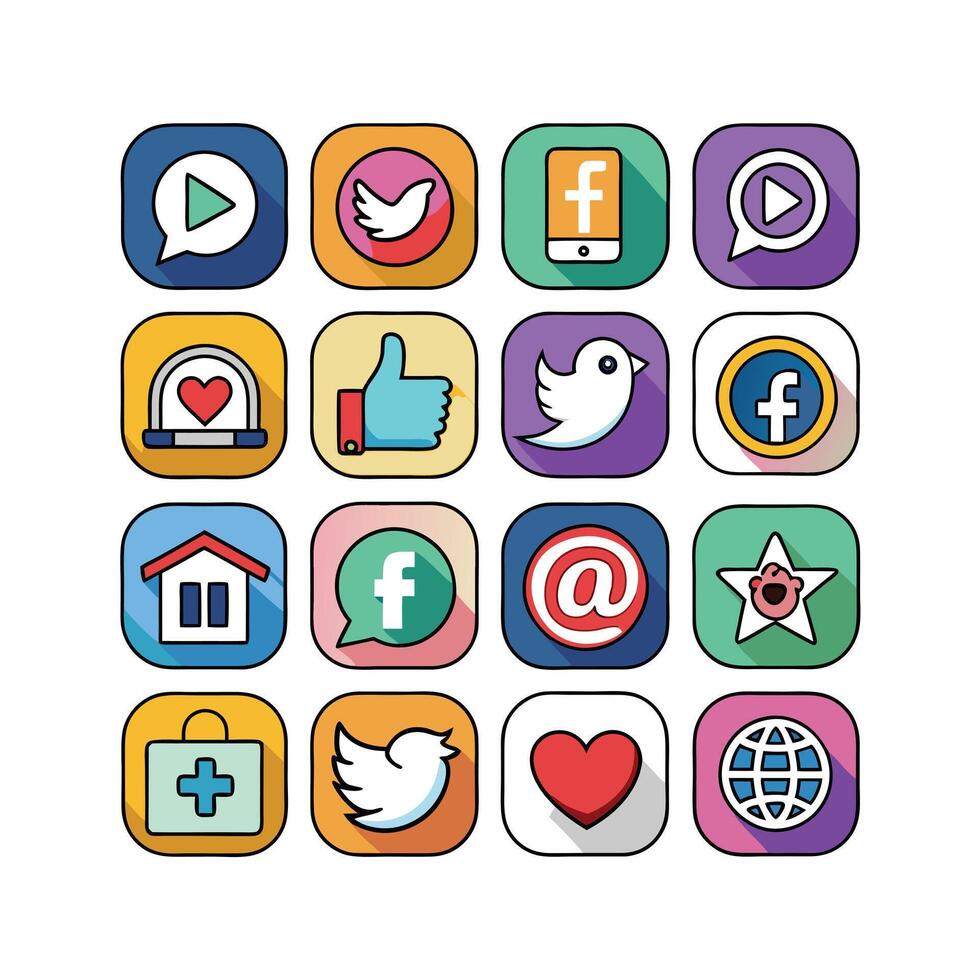 Social Media Icon Set Collection for Websites and Mobile Applications vector