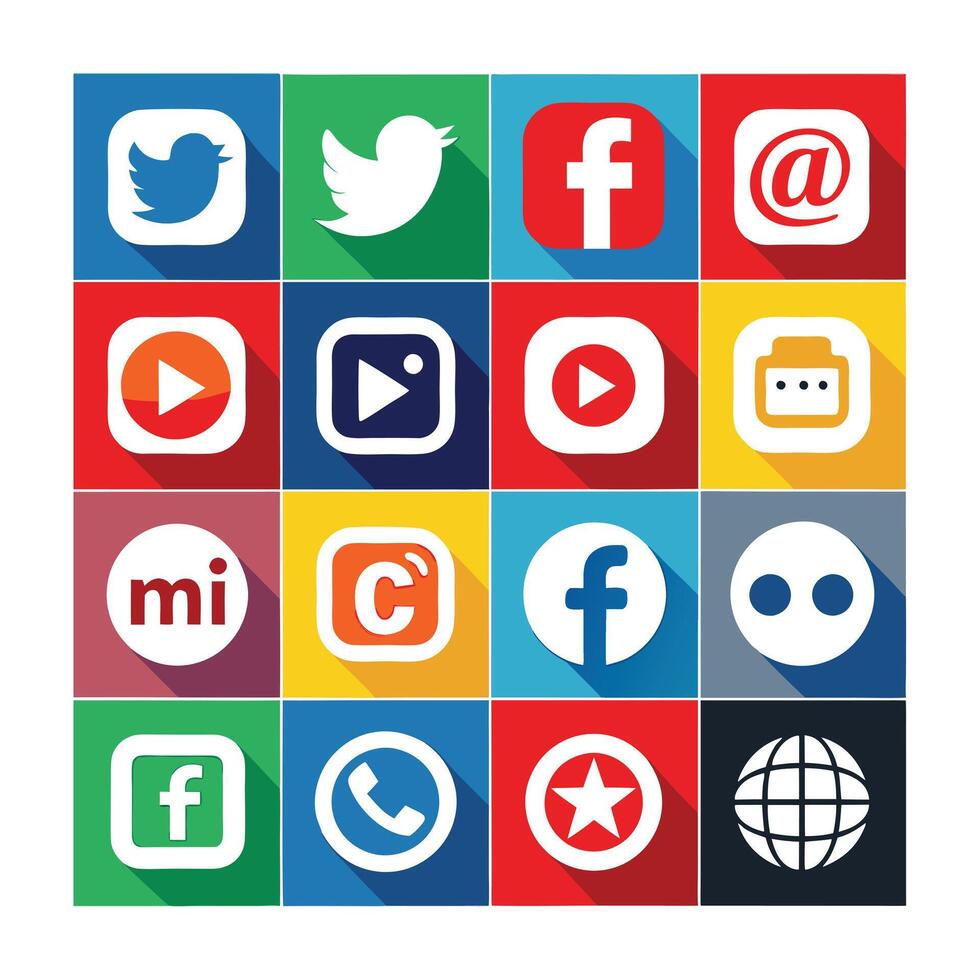 Social Media Icon Set Collection for Websites and Mobile Applications vector