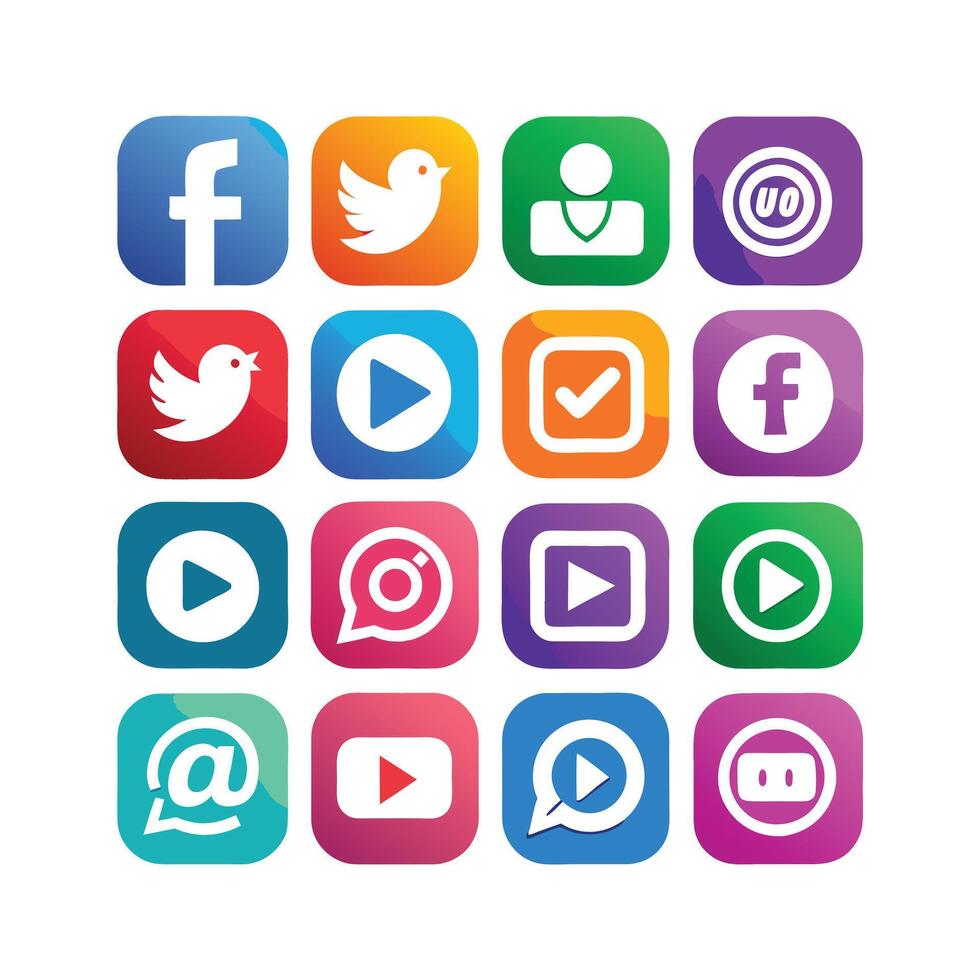 Social Media Icon Set Collection for Websites and Mobile Applications vector