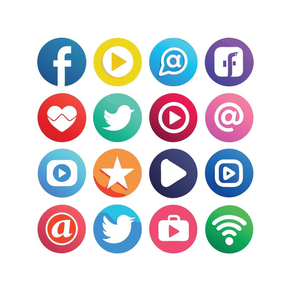 Social Media Icon Set Collection for Websites and Mobile Applications vector