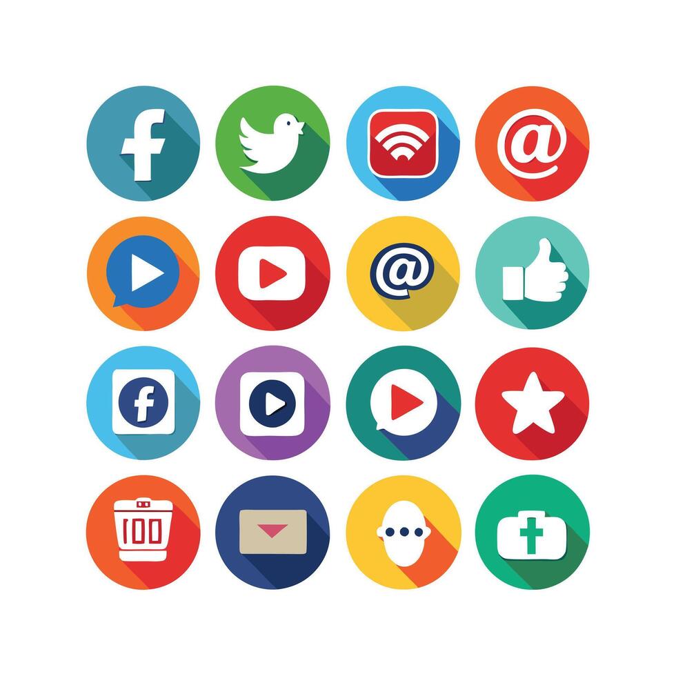 Social Media Icon Set Collection for Websites and Mobile Applications vector