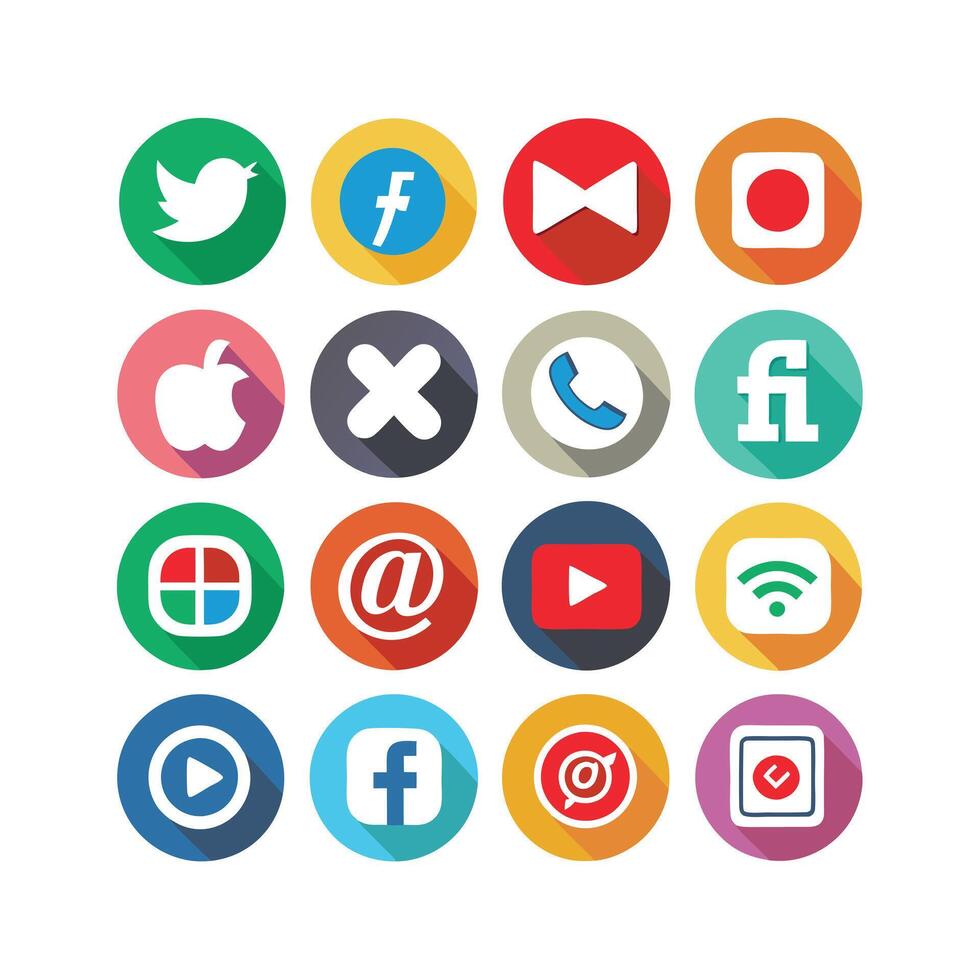 Social Media Icon Set Collection for Websites and Mobile Applications vector