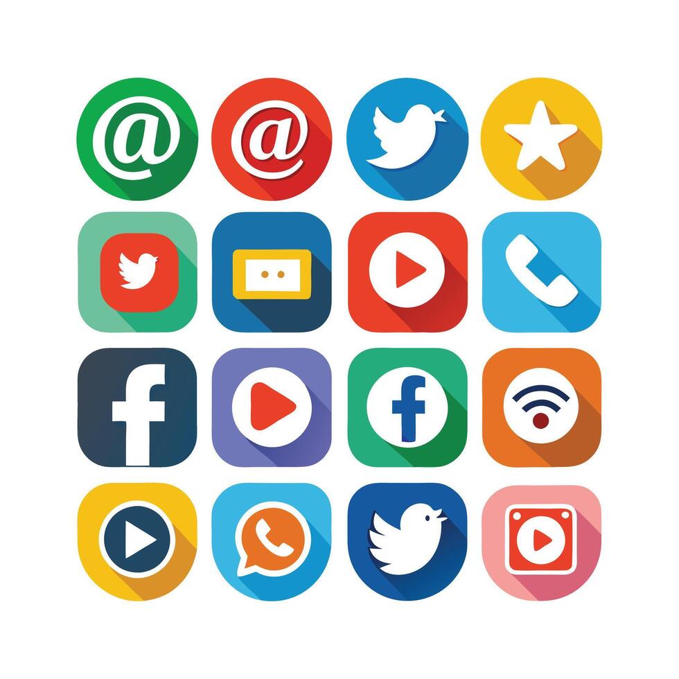 Social Media Icon Set Collection for Websites and Mobile Applications vector