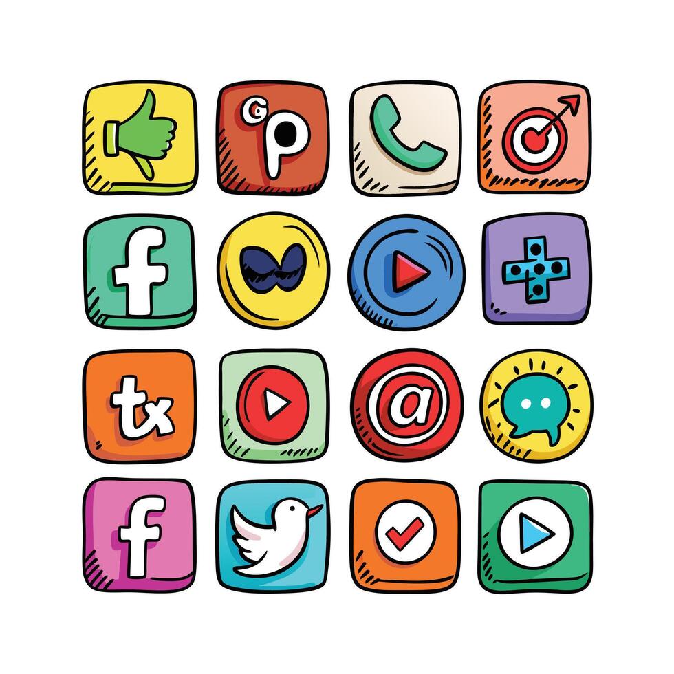 Social Media Icon Set Collection for Websites and Mobile Applications vector