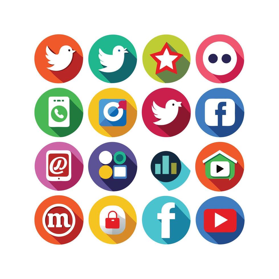 Social Media Icon Set Collection for Websites and Mobile Applications vector