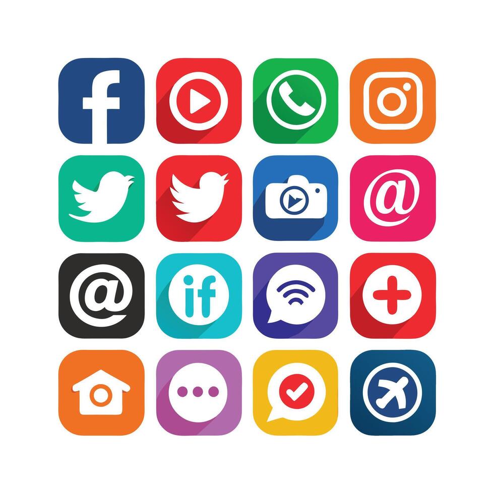 Social Media Icon Set Collection for Websites and Mobile Applications vector