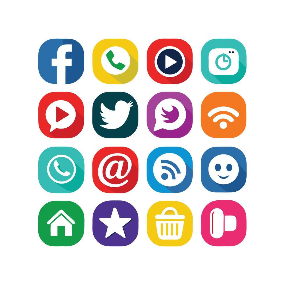Social Media Icon Set Collection for Websites and Mobile Applications vector