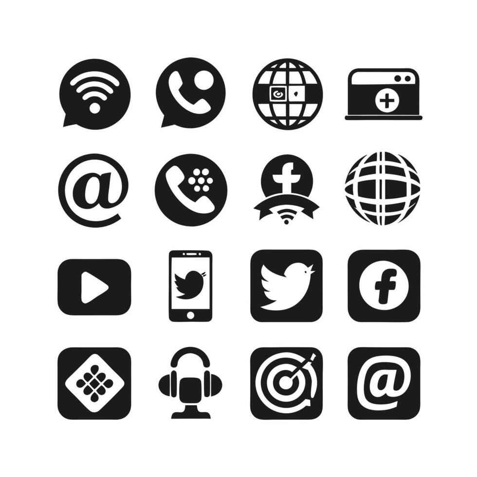 Social Media Icon Set Collection for Websites and Mobile Applications vector