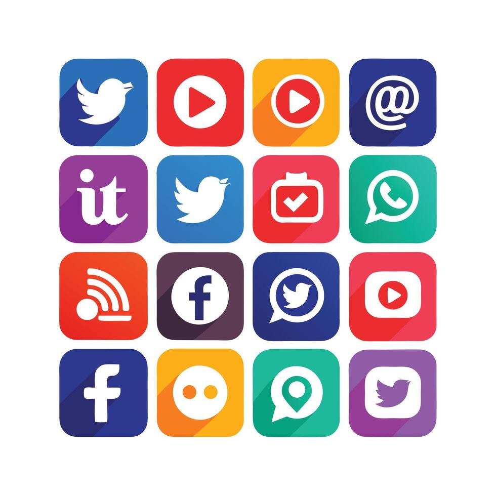 Social Media Icon Set Collection for Websites and Mobile Applications vector