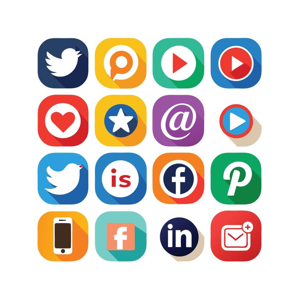 Social Media Icon Set Collection for Websites and Mobile Applications vector