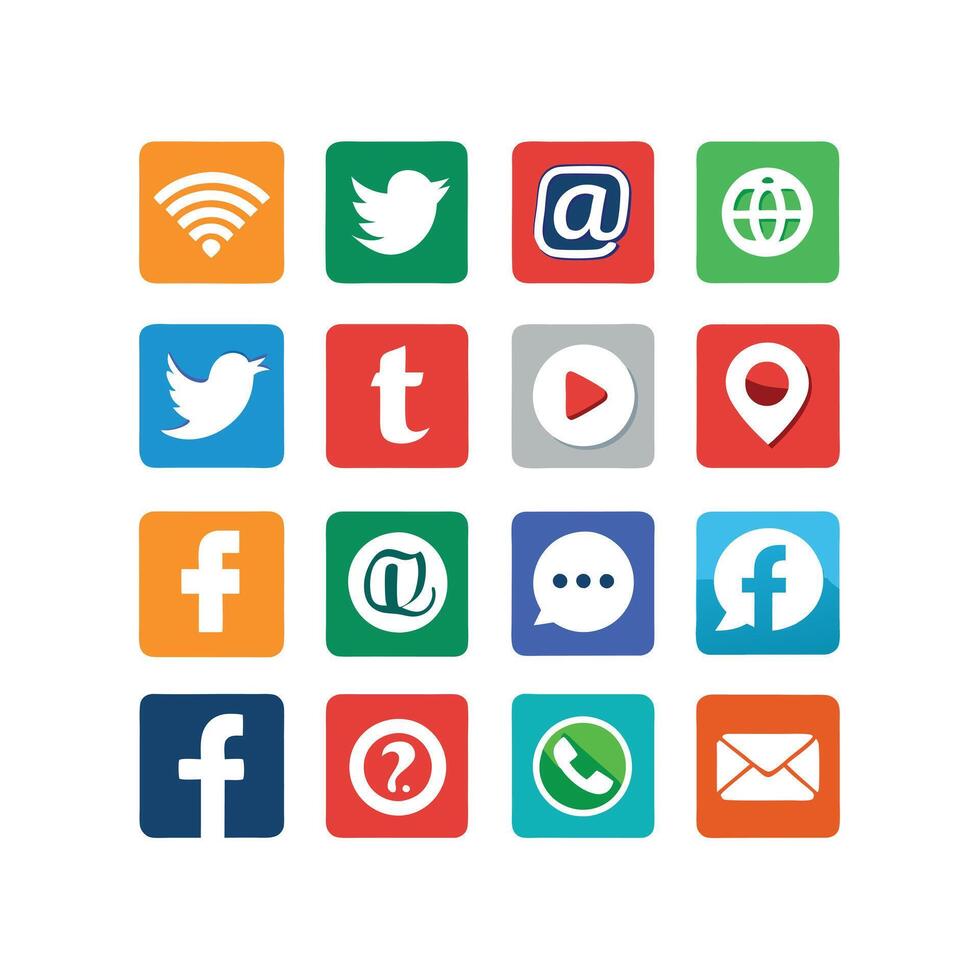 Social Media Icon Set Collection for Websites and Mobile Applications vector