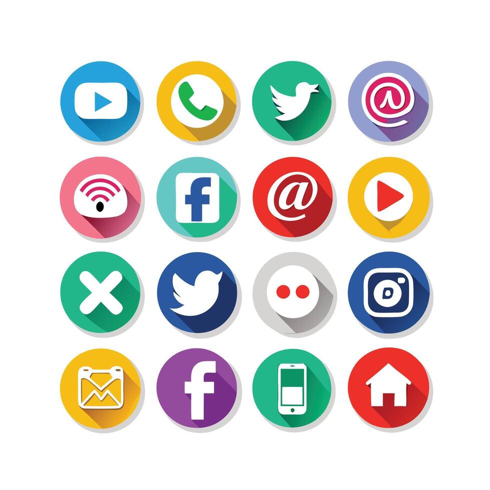 Social Media Icon Set Collection for Websites and Mobile Applications vector
