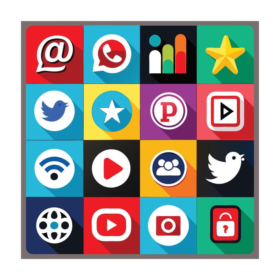 Social Media Icon Set Collection for Websites and Mobile Applications vector