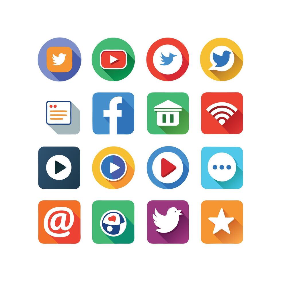 Social Media Icon Set Collection for Websites and Mobile Applications vector